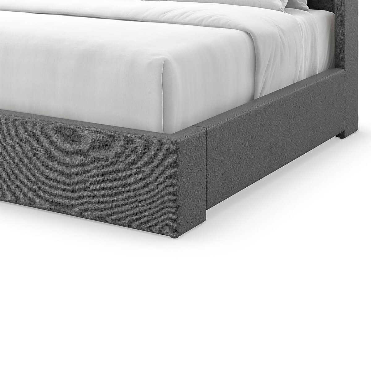 Flared Modern Fully Upholstered Queen Bed - Dark - English Georgian America