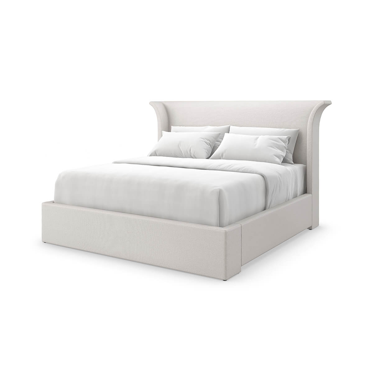 Flared Modern Fully Upholstered Queen Bed - Light - English Georgian America
