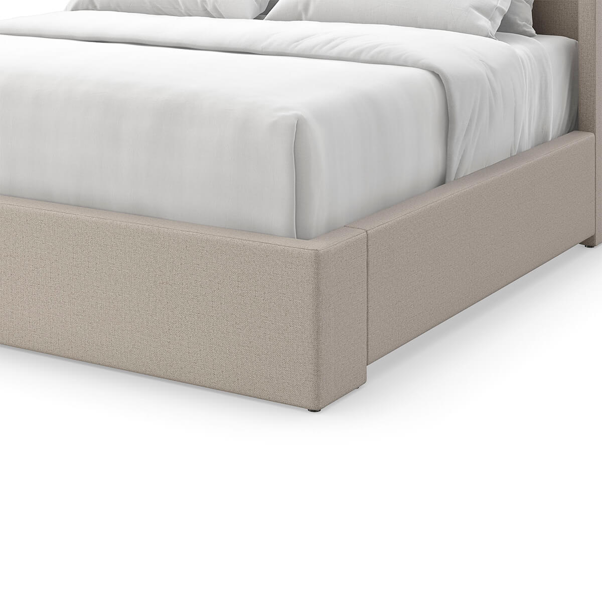 Flared Modern Fully Upholstered Queen Bed - Oatmeal - English Georgian America