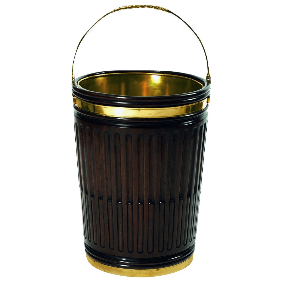 Fluted Mahogany Antique Peat Bucket - English Georgian America