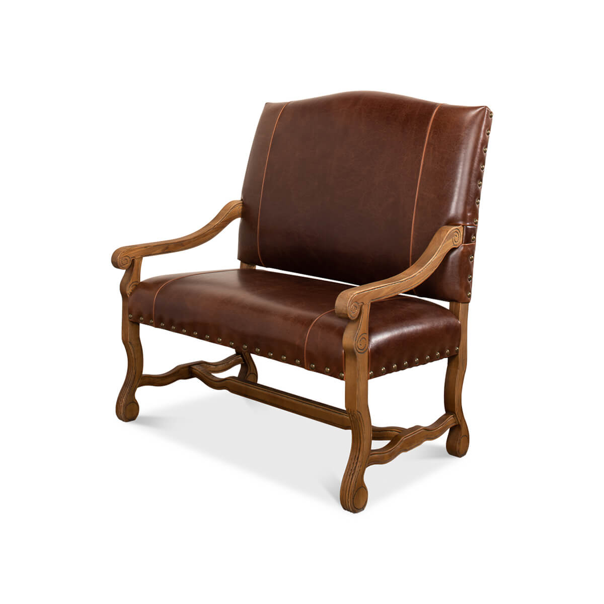 French 18th Century Style Leather Settee - English Georgian America