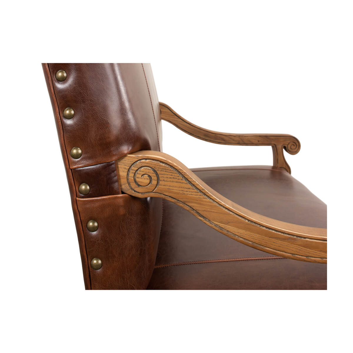 French 18th Century Style Leather Settee - English Georgian America