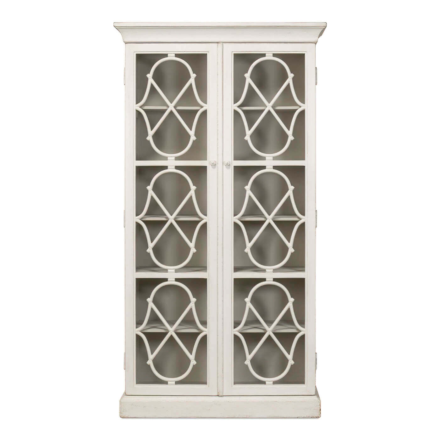 French Antique White Display Cabinet - English Georgian America