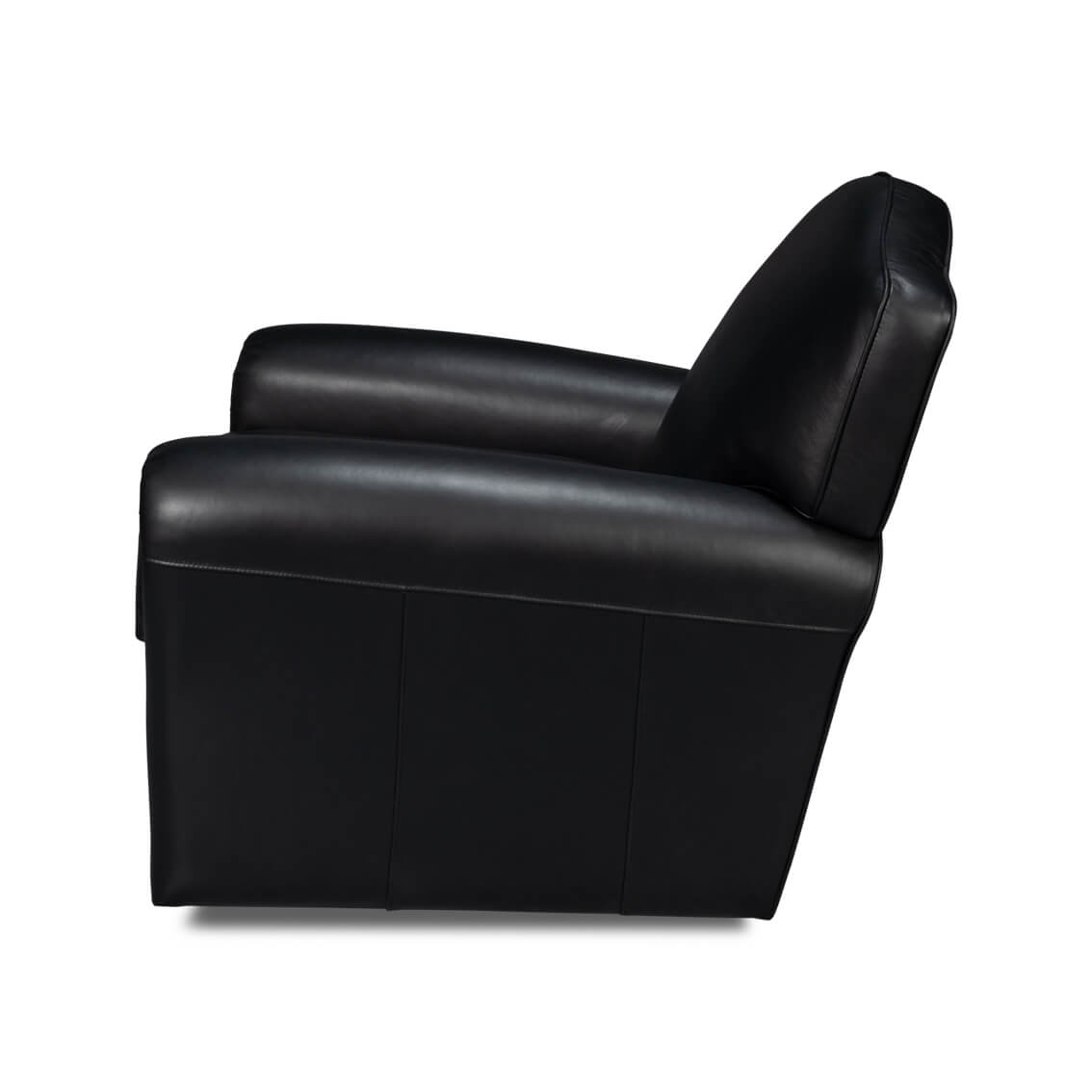 French Art Deco Style Black Leather Club Chair - English Georgian America