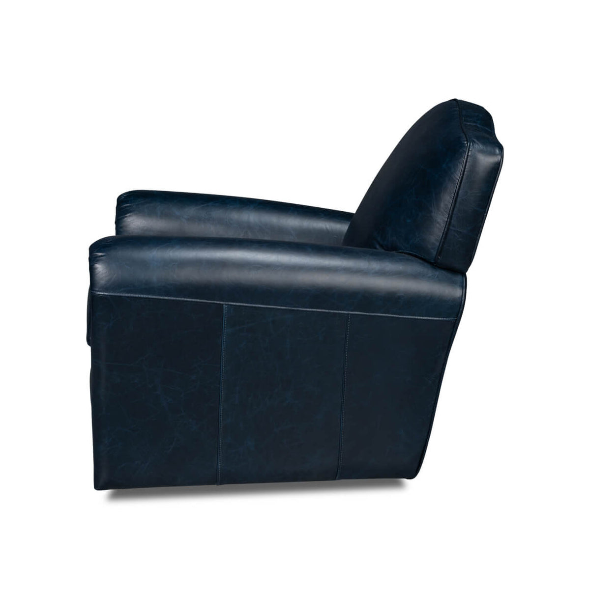 French Art Deco Style Blue Leather Club Chair - English Georgian America