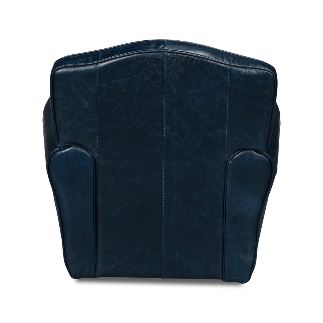 French Art Deco Style Blue Leather Club Chair - English Georgian America