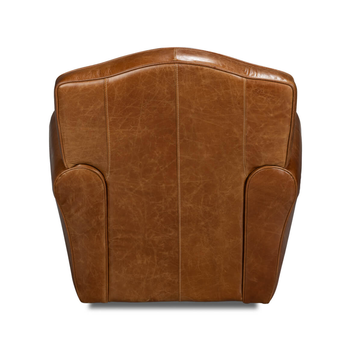 French Art Deco Style Brown Leather Club Chair - English Georgian America