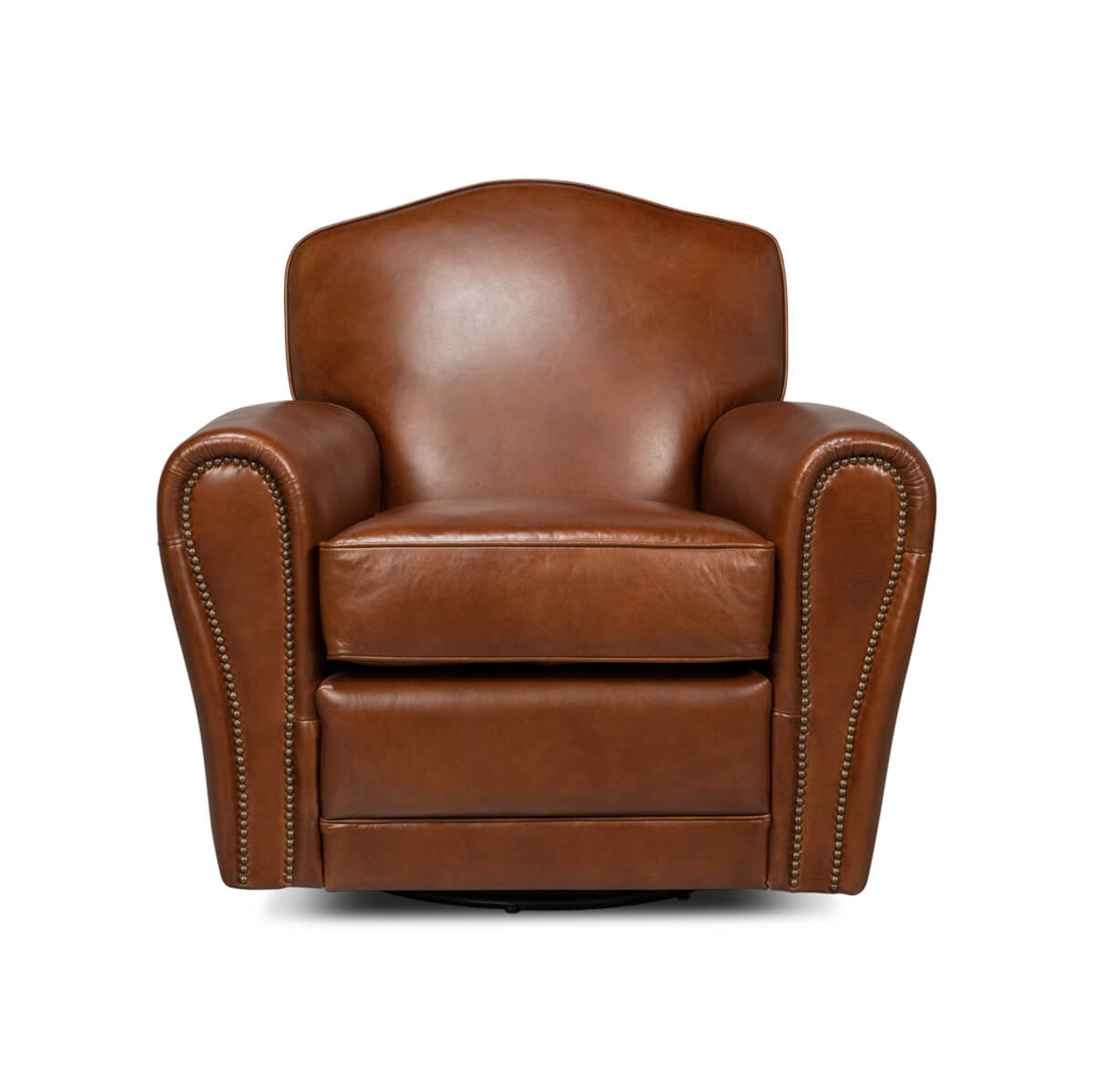 French Art Deco Style Leather Club Chair - English Georgian America