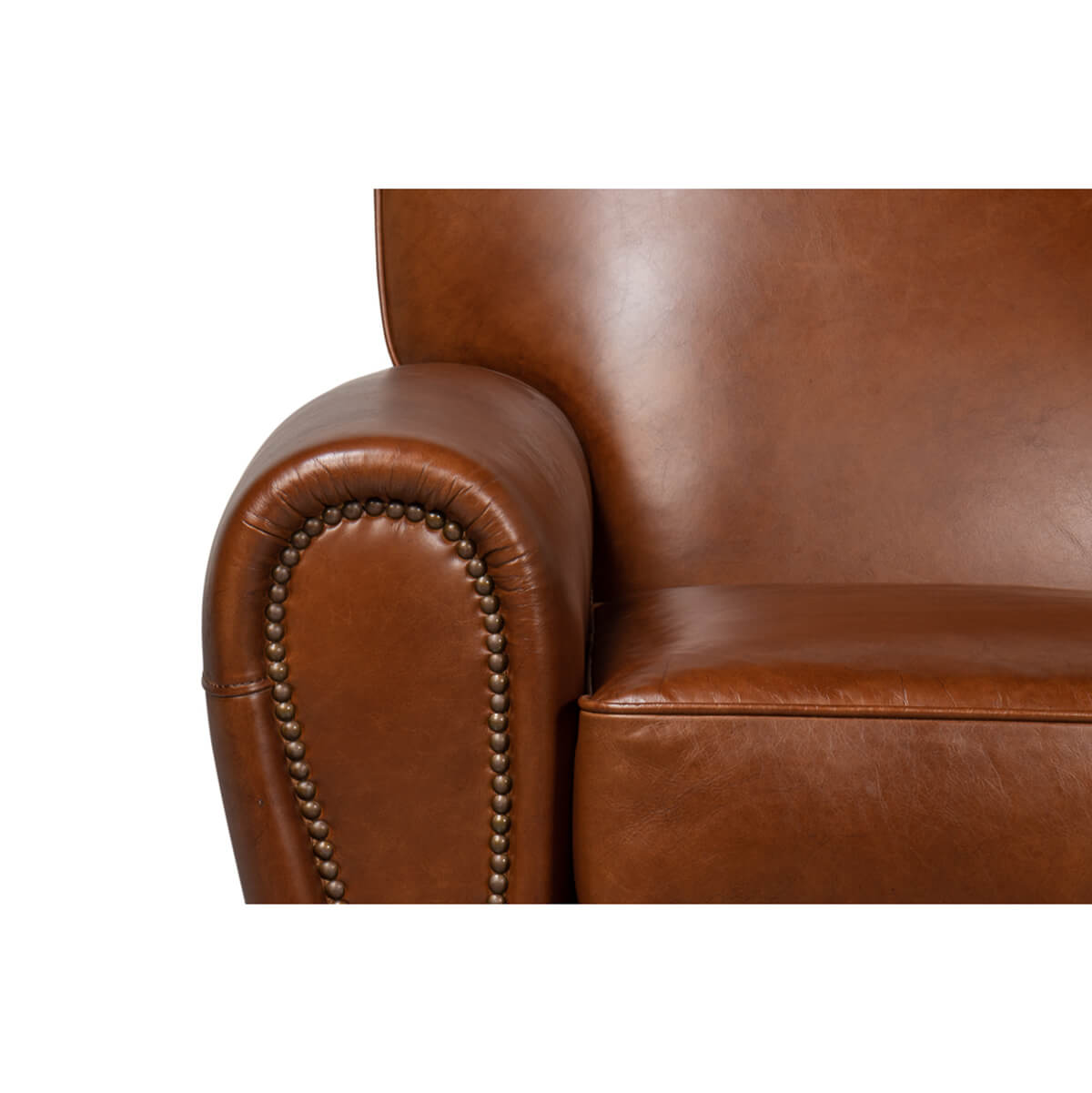 French Art Deco Style Leather Club Chair - English Georgian America