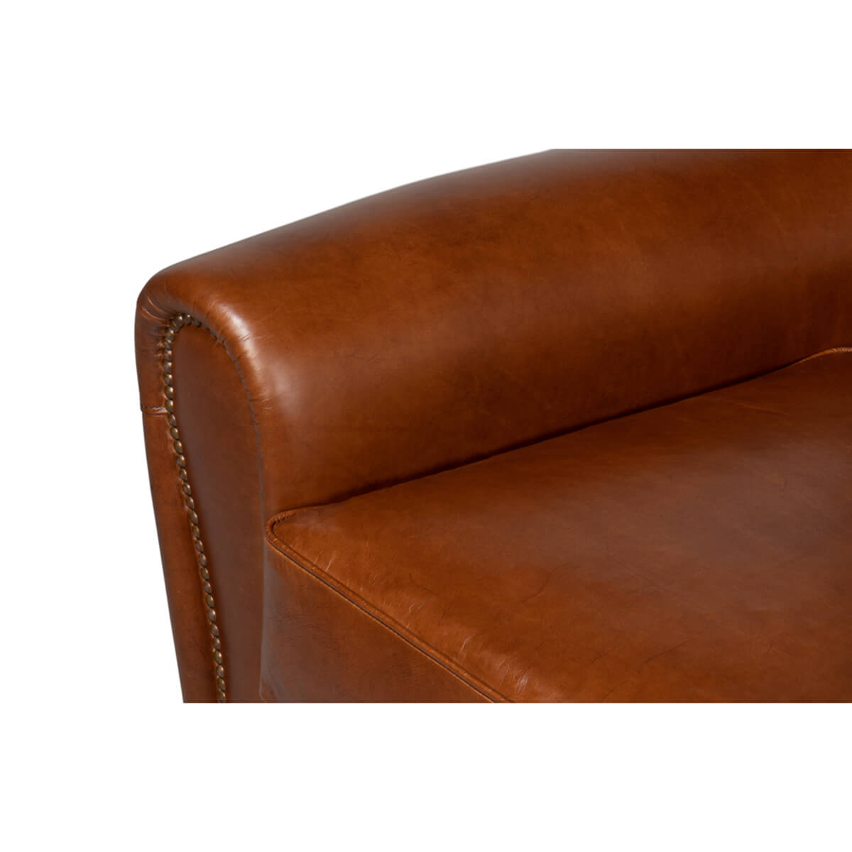 French Art Deco Style Leather Club Chair - English Georgian America