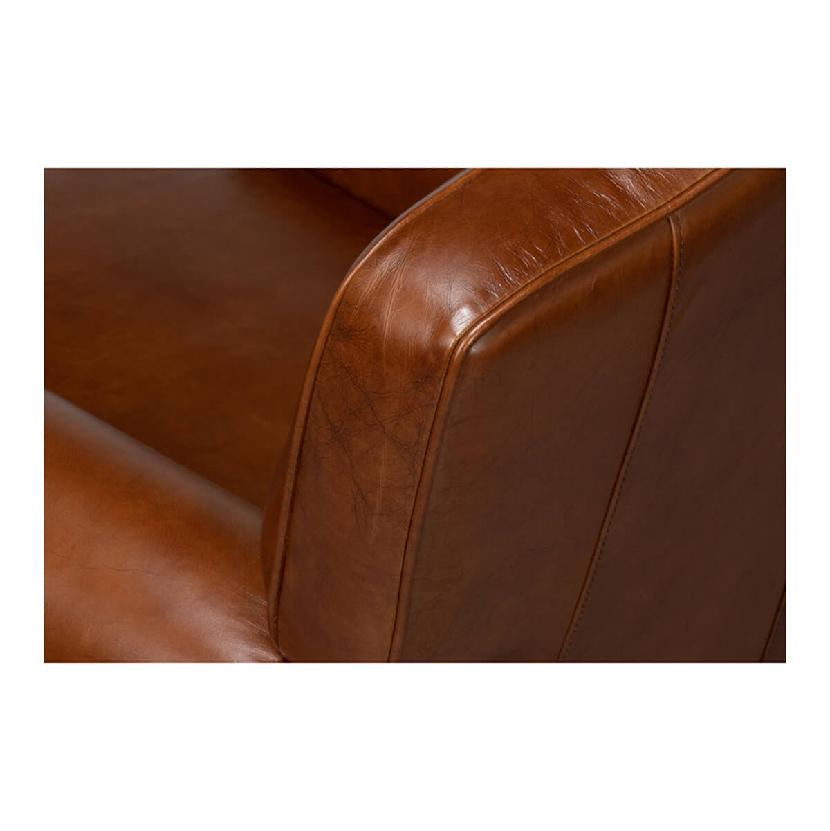 French Art Deco Style Leather Club Chair - English Georgian America