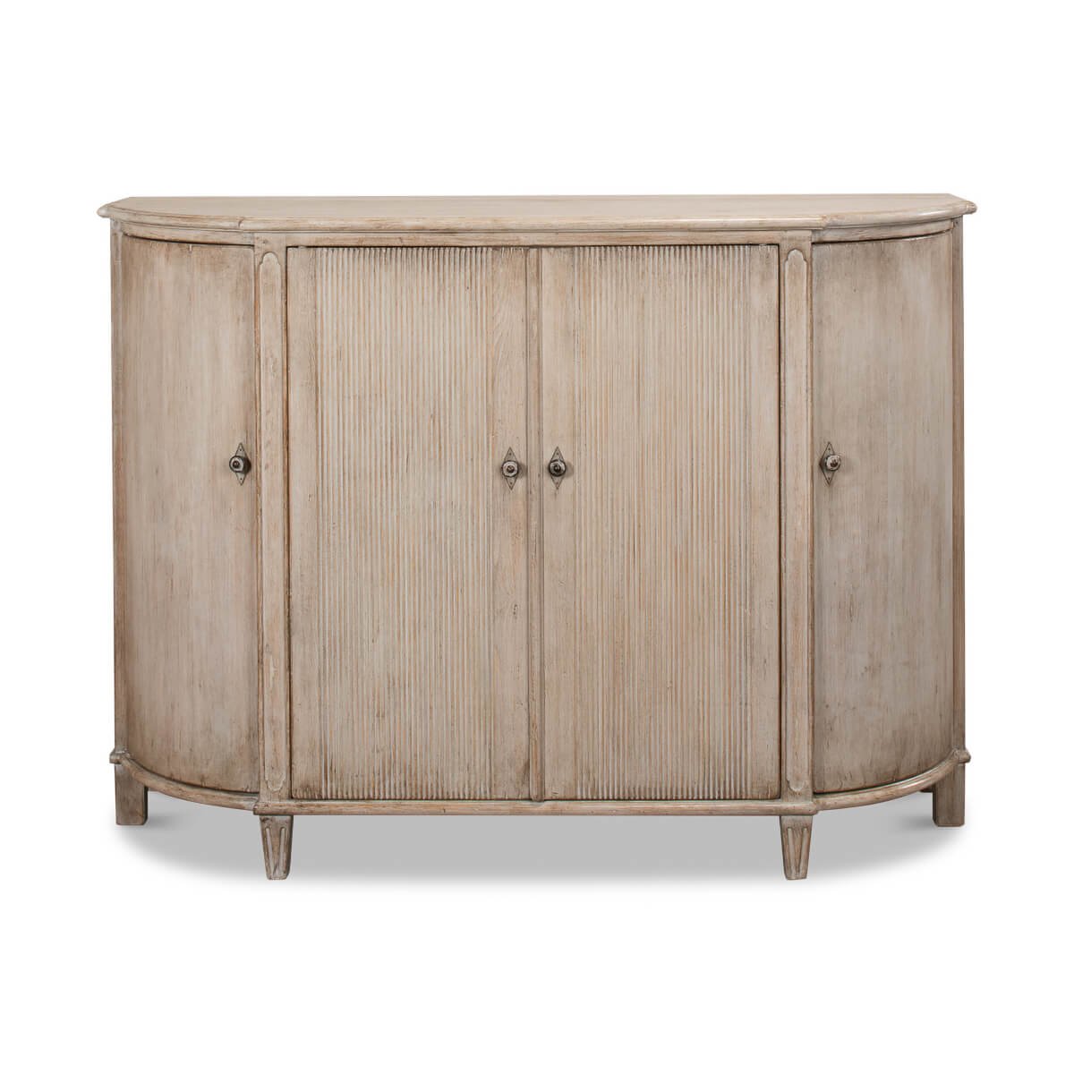 French Country Demilune Cabinet - Stone Grey - English Georgian America
