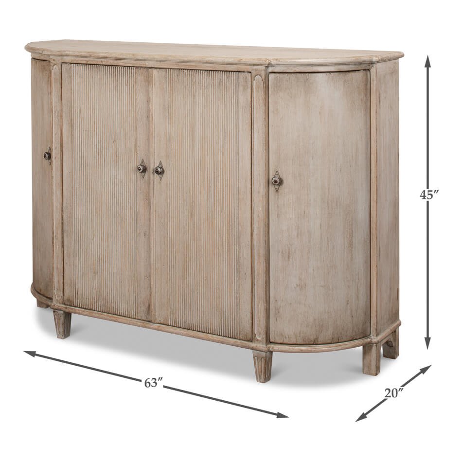 French Country Demilune Cabinet - Stone Grey - English Georgian America