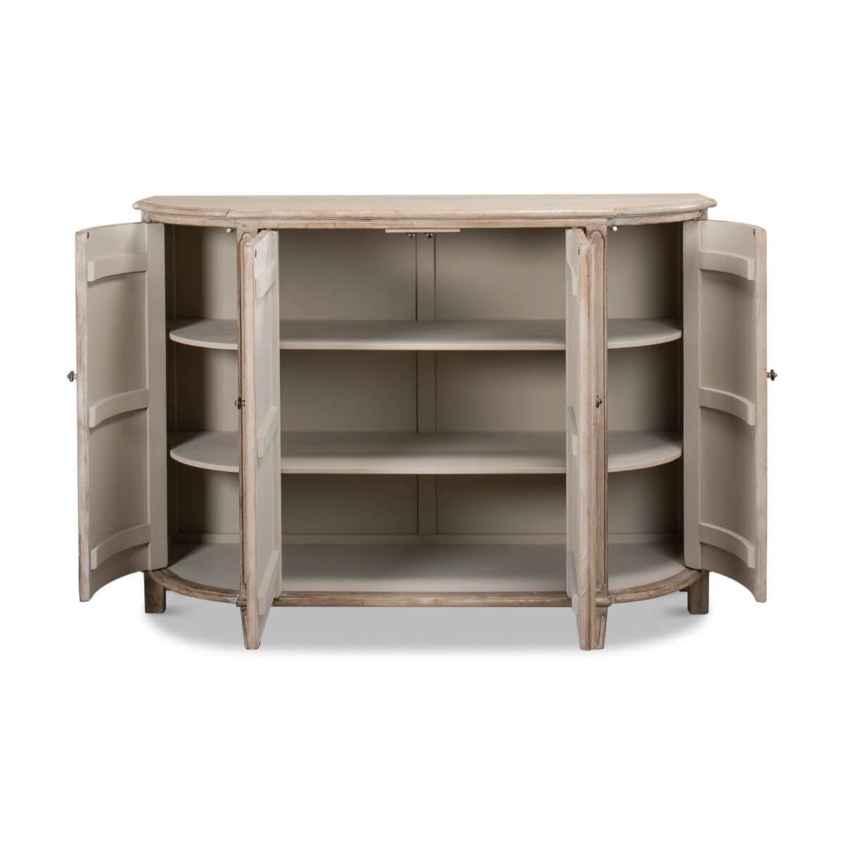 French Country Demilune Cabinet - Stone Grey - English Georgian America