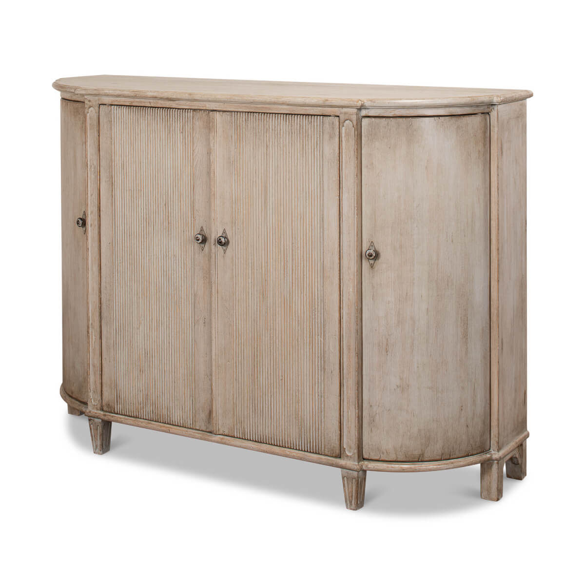 French Country Demilune Cabinet - Stone Grey - English Georgian America