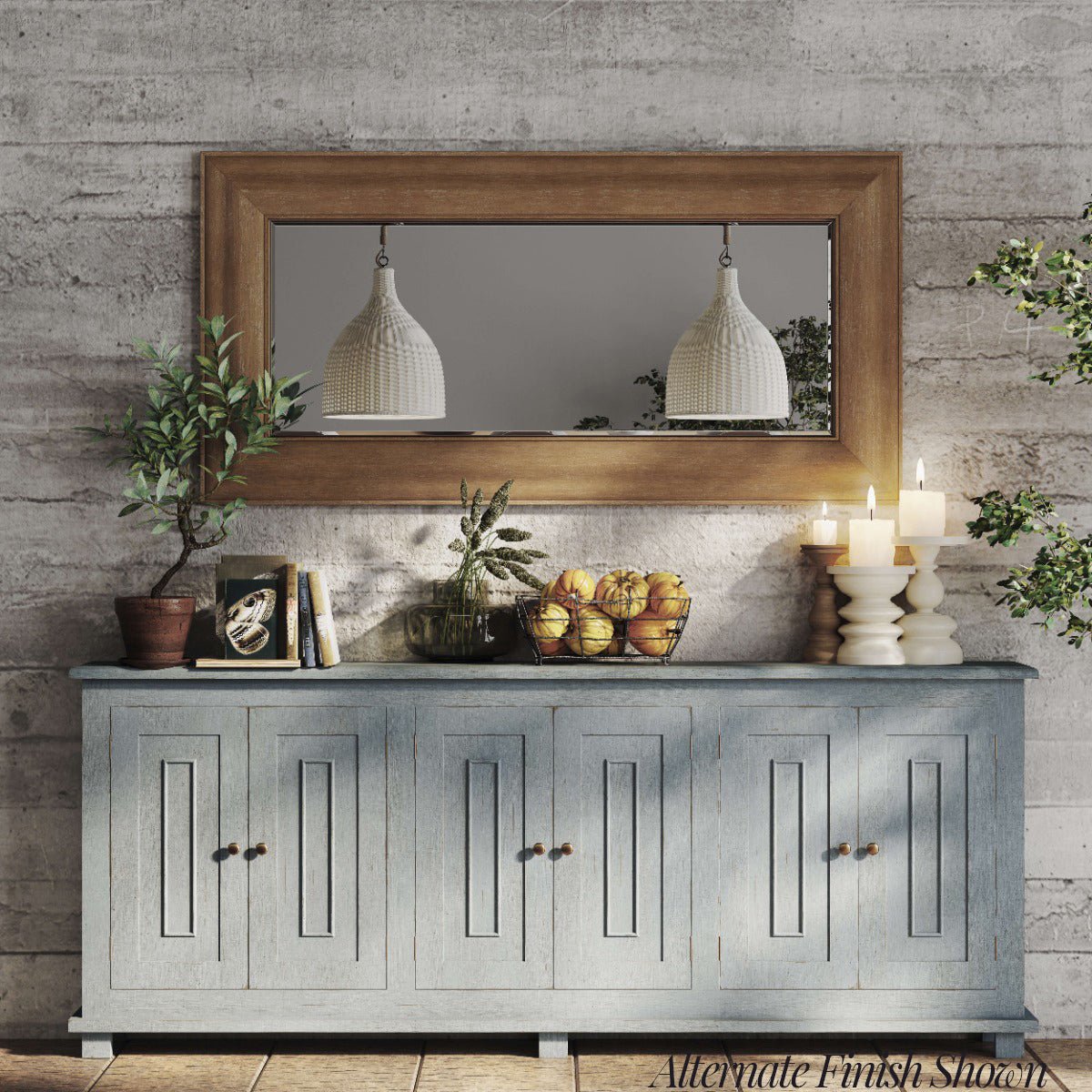 French Country Narrow Sideboard Ocean Blue Finish English Georgian America