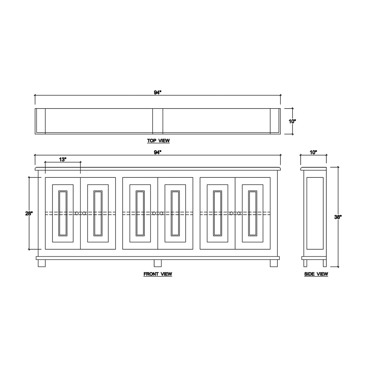 French Country Narrow Sideboard - English Georgian America