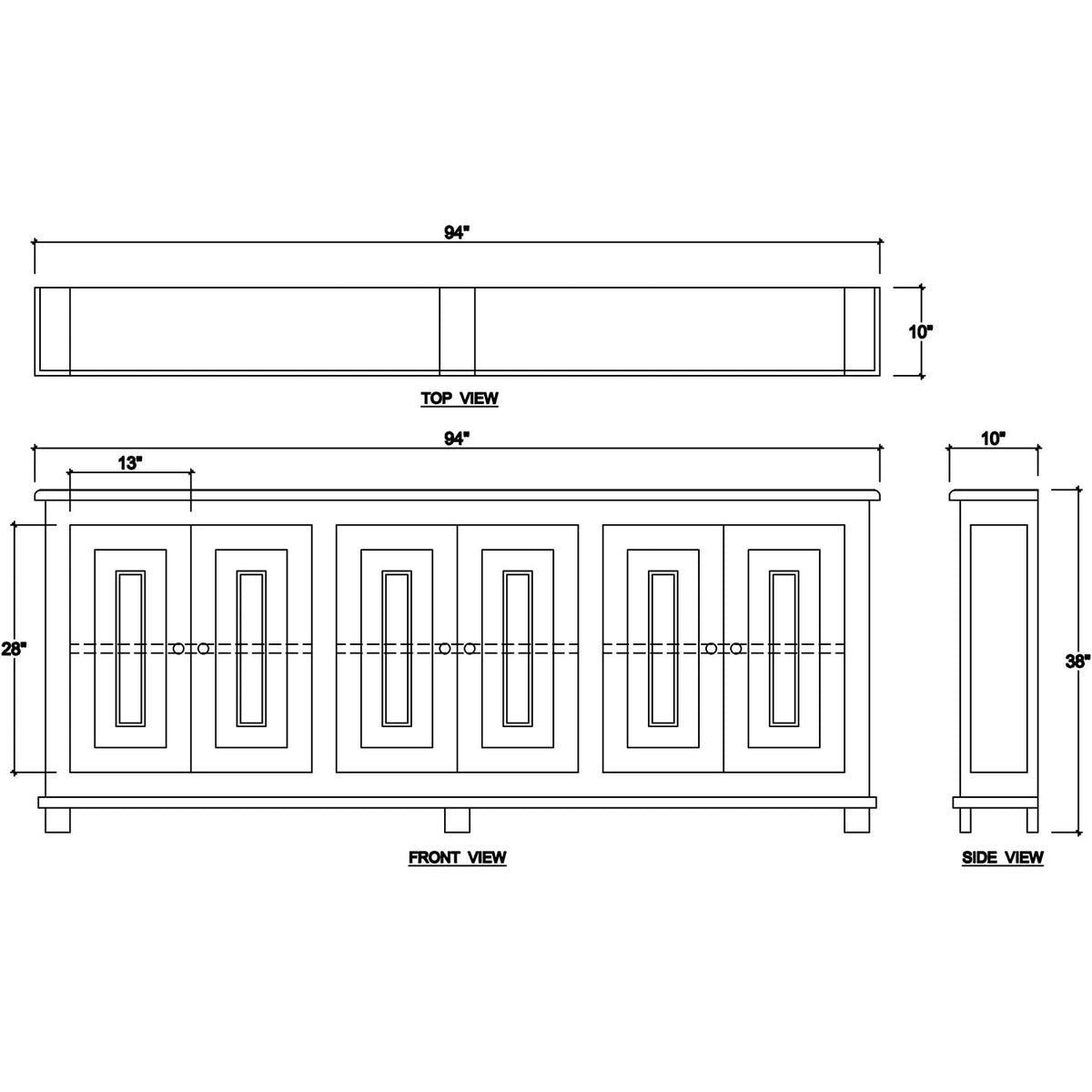 French Country Narrow Sideboard - English Georgian America