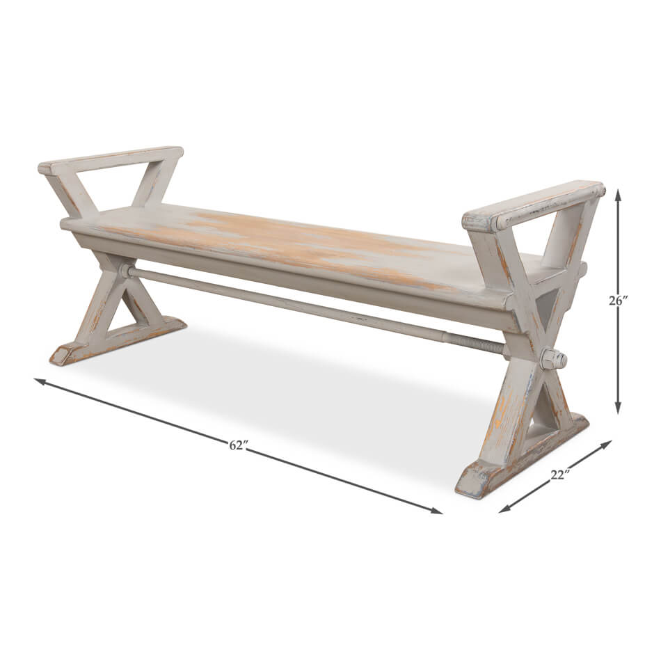 French Country Painted Bench - English Georgian America