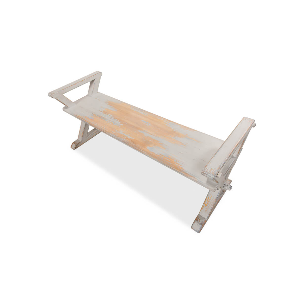 French Country Painted Bench - English Georgian America