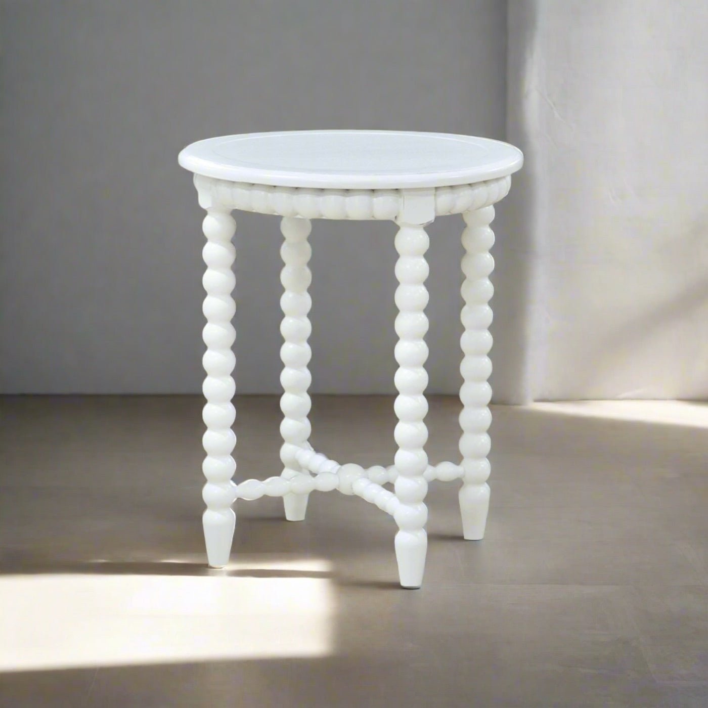 French Country Painted Round End Table - English Georgian America