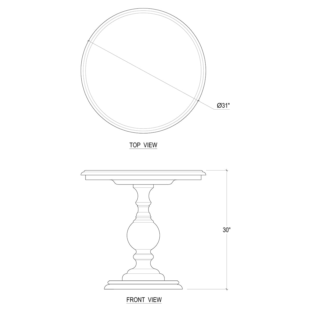 French Country Pedestal End Table - English Georgian America
