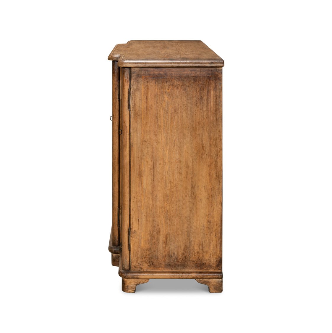 French Country Pine Breakfront Credenza - English Georgian America