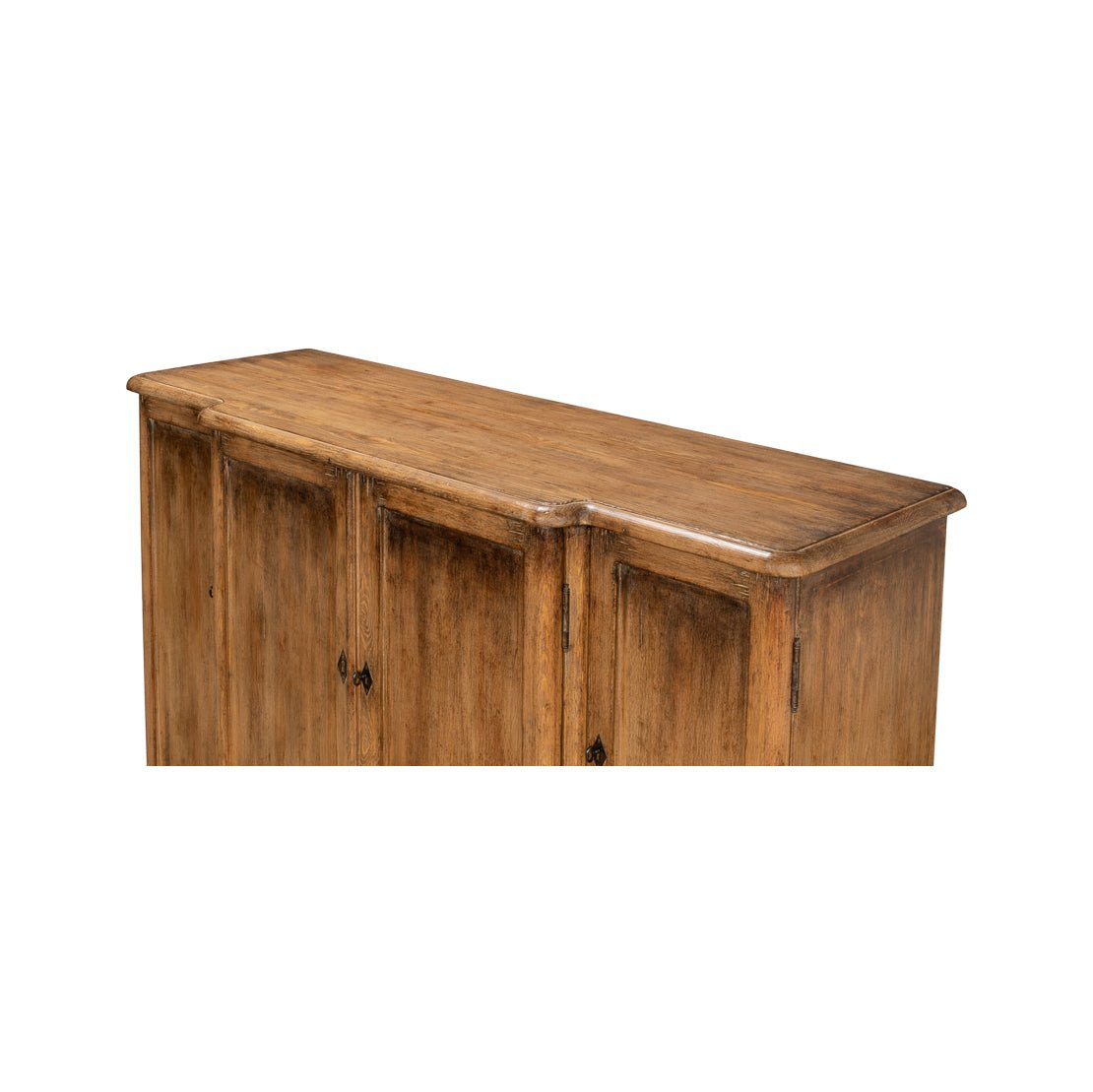 French Country Pine Breakfront Credenza - English Georgian America