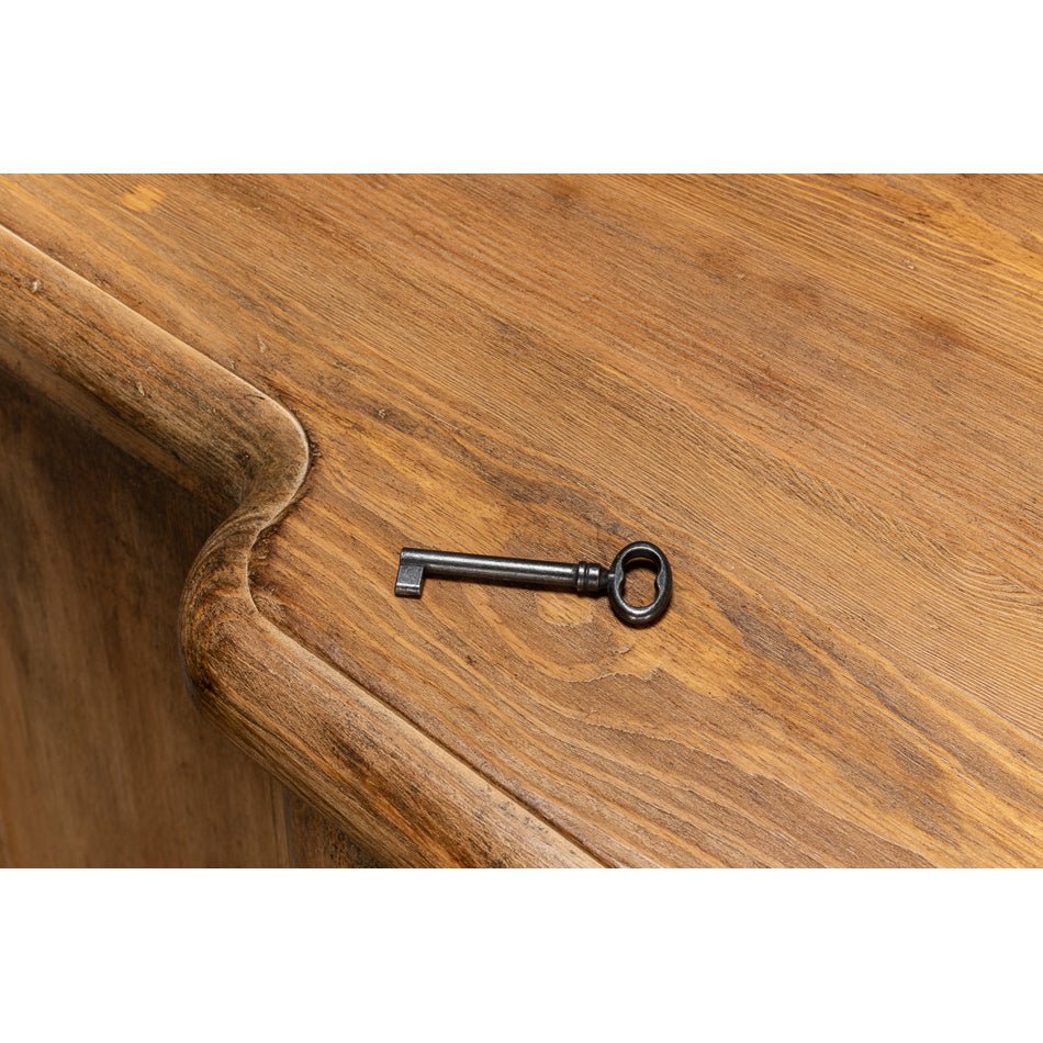 French Country Pine Breakfront Credenza - English Georgian America