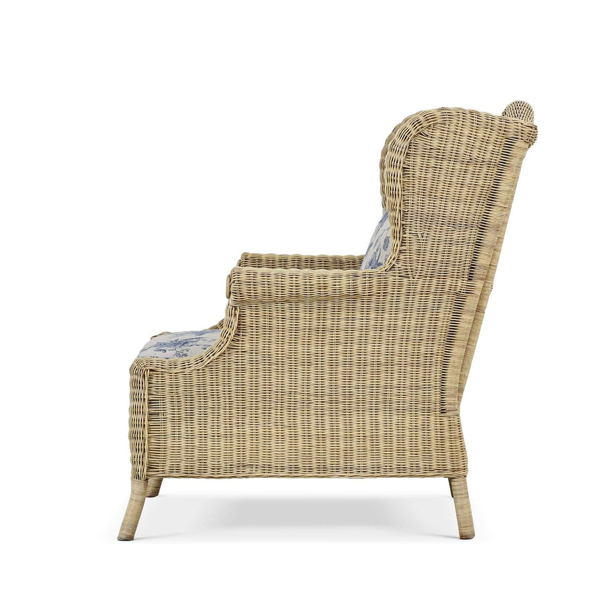 French Country Rattan Wingback Armchair - English Georgian America