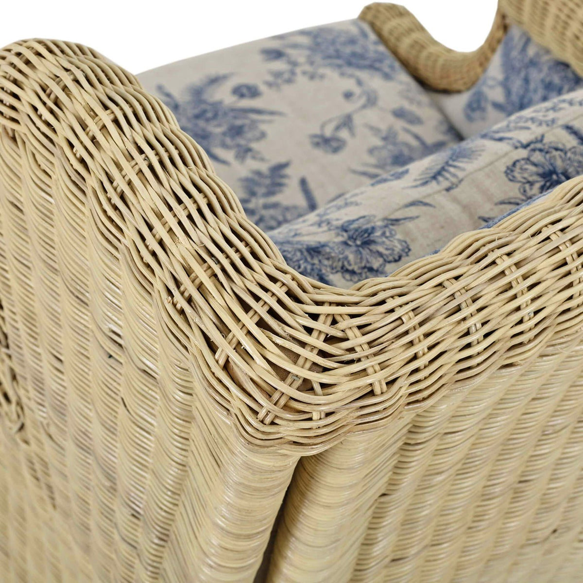 French Country Rattan Wingback Armchair - English Georgian America