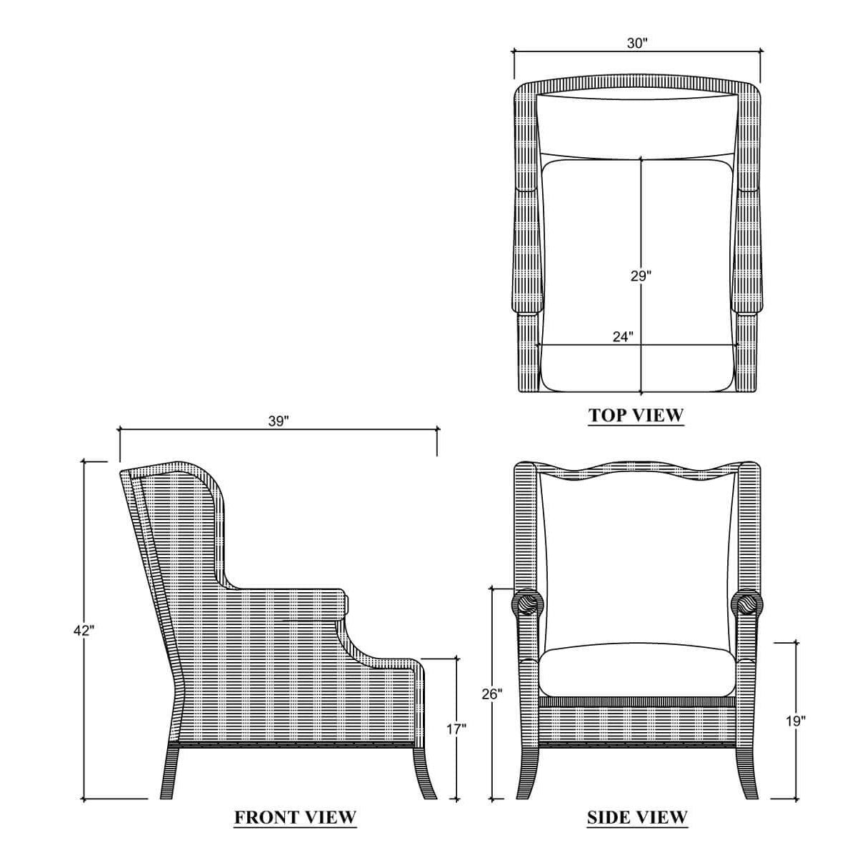 French Country Rattan Wingback Armchair - English Georgian America