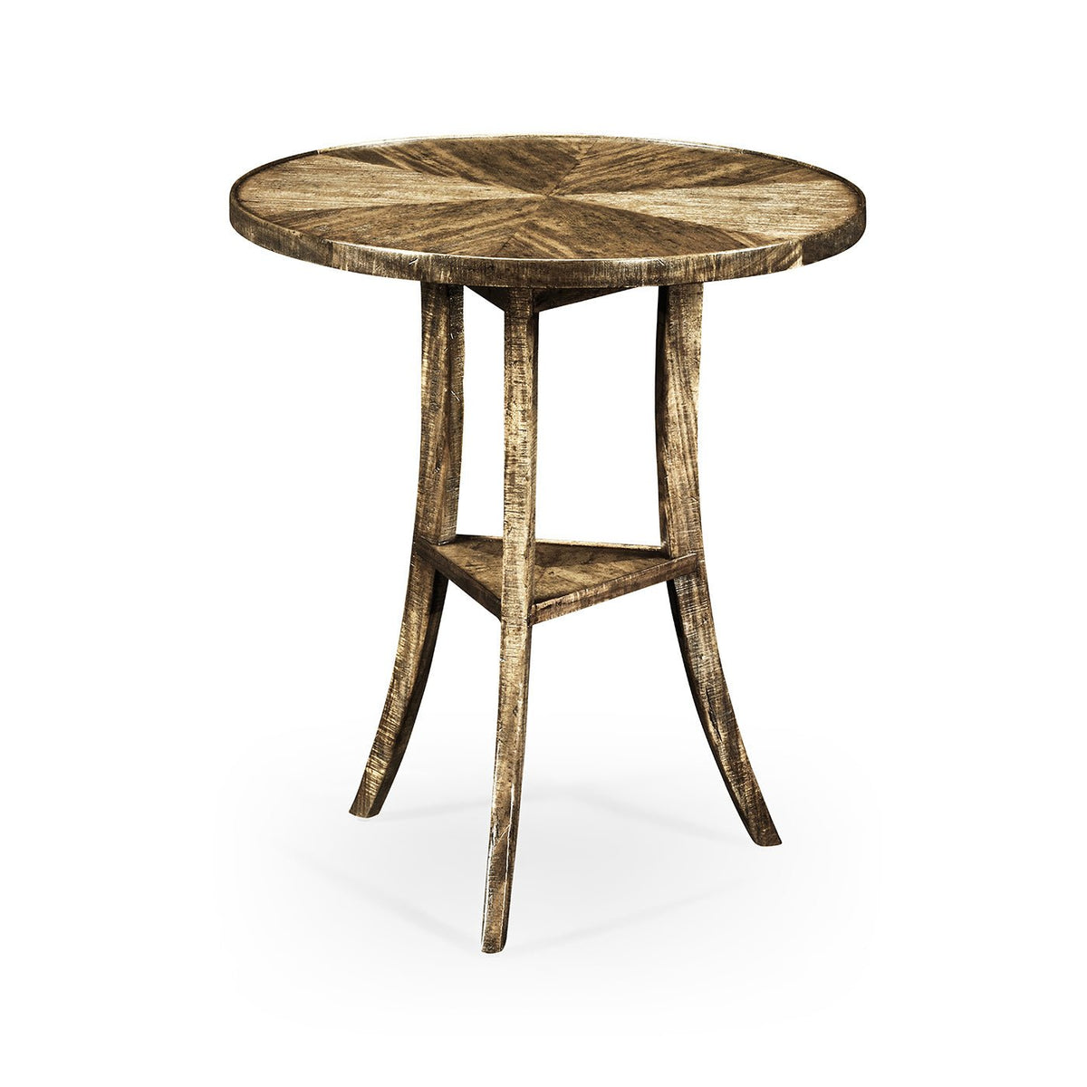 French Country Round End Table - Medium Brown - English Georgian America