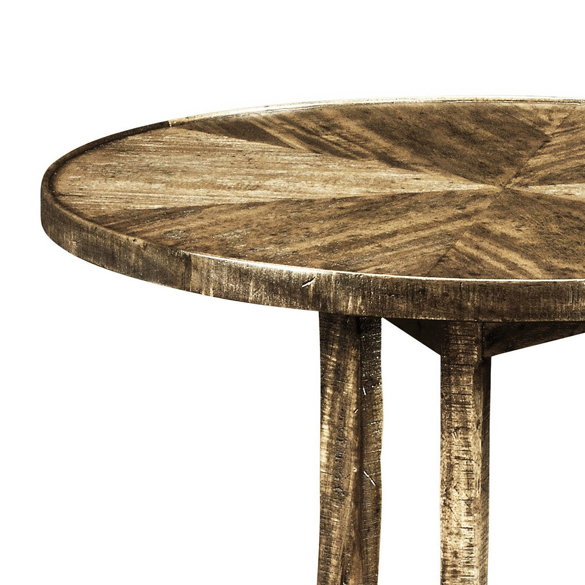 French Country Round End Table - Medium Brown - English Georgian America