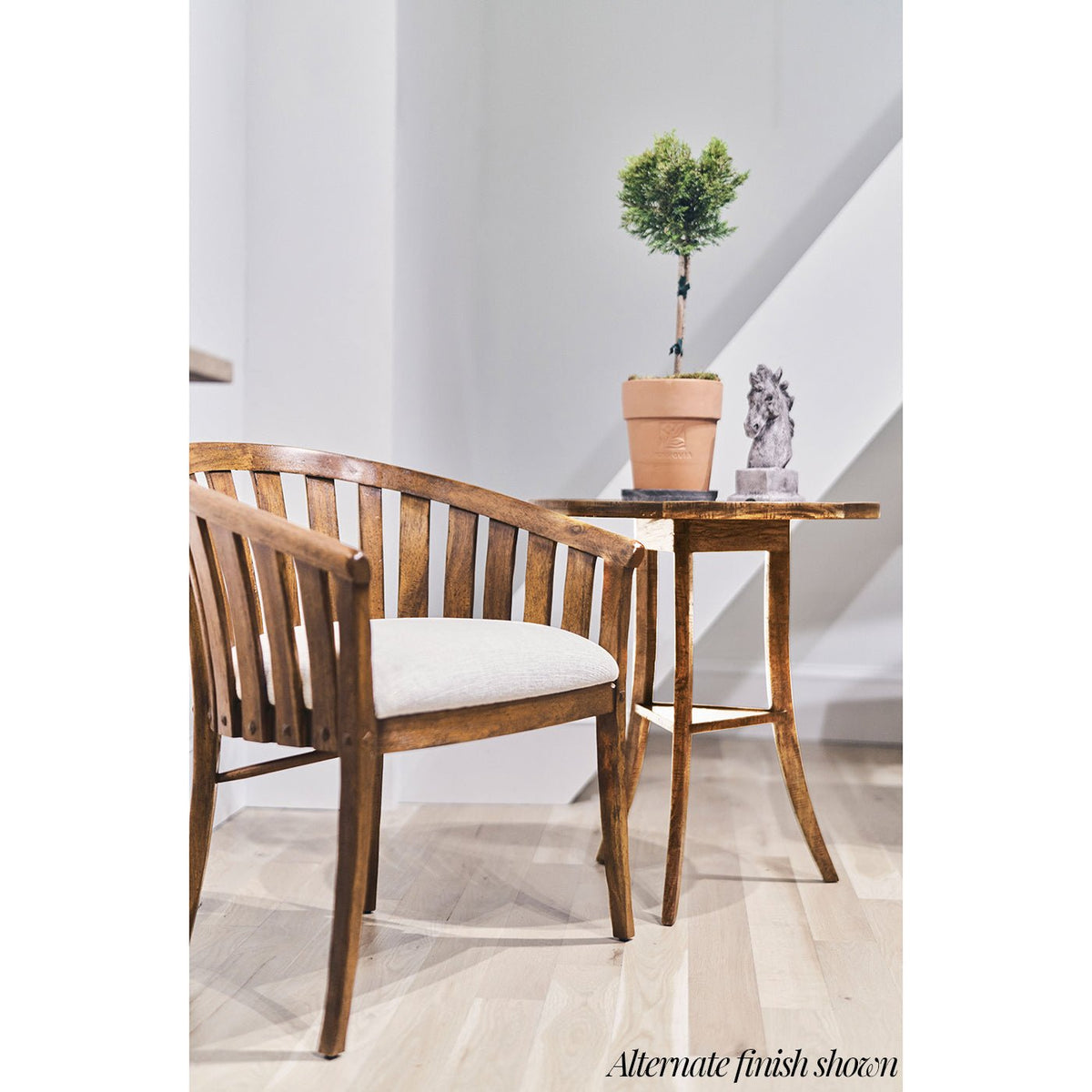 French Country Round End Table - Medium Brown - English Georgian America