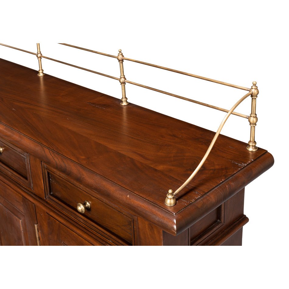 French Country Walnut Buffet Sideboard - English Georgian America