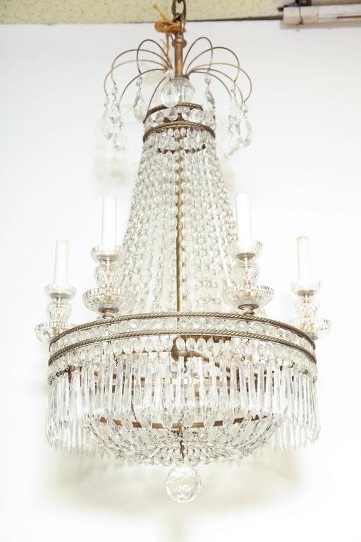 French Crystal and Bronze Six-Light Chandelier - English Georgian America