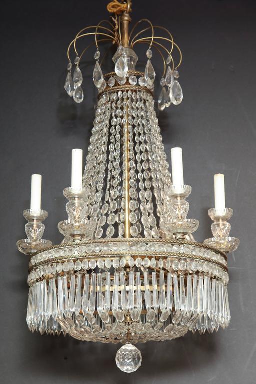 French Crystal and Bronze Six-Light Chandelier - English Georgian America