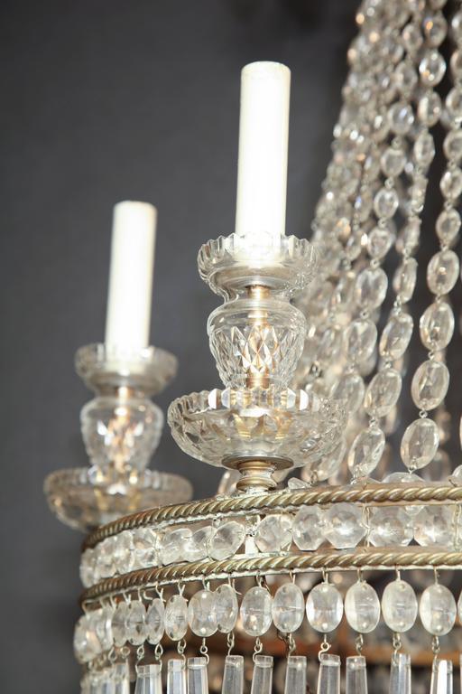 French Crystal and Bronze Six-Light Chandelier - English Georgian America