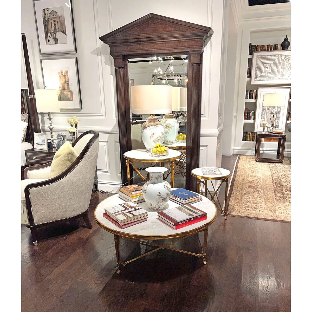 French Empire Style Round Coffee Table - English Georgian America