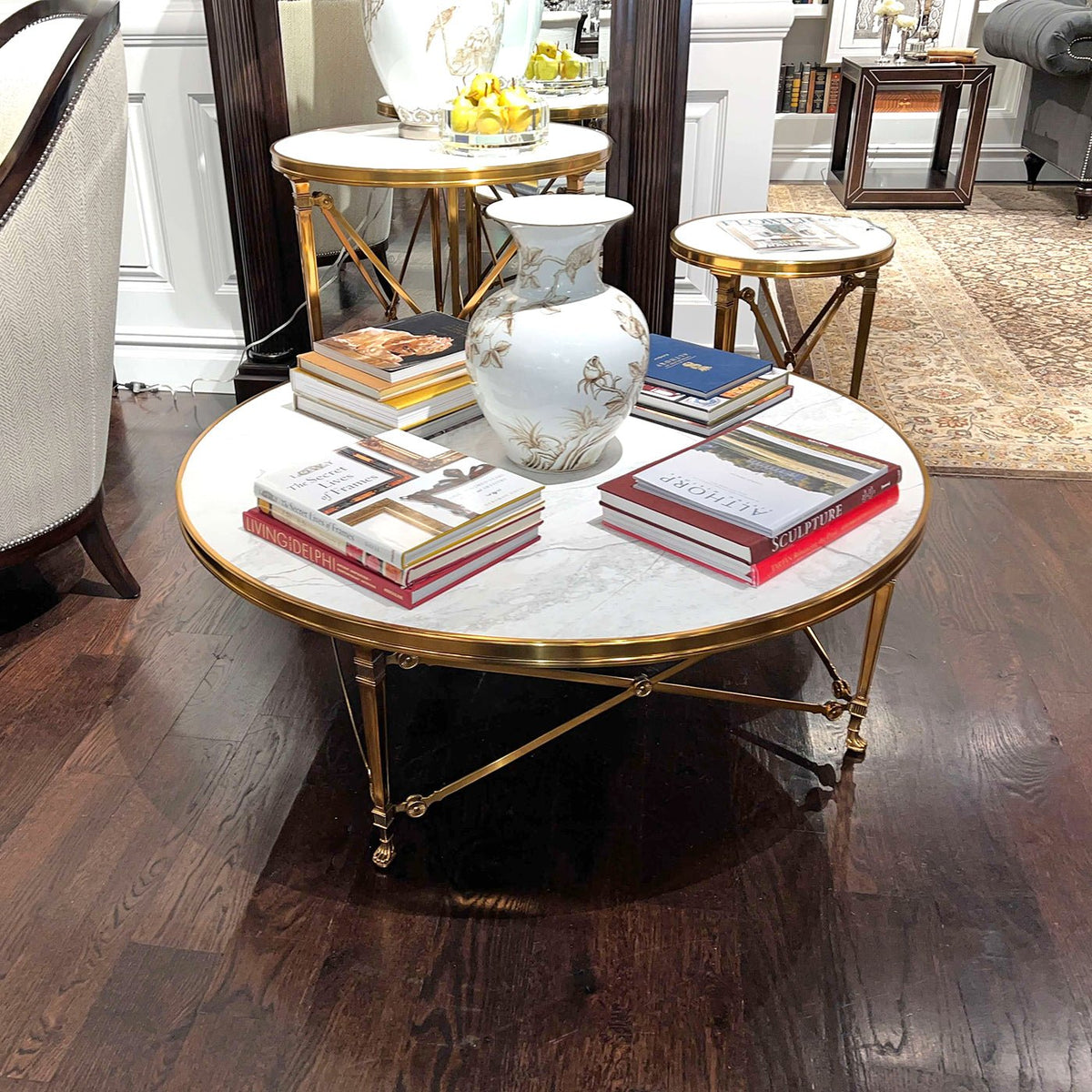 French Empire Style Round Coffee Table - English Georgian America