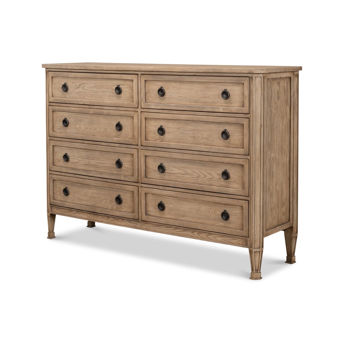French Light Oak Eight Drawer Dresser - English Georgian America