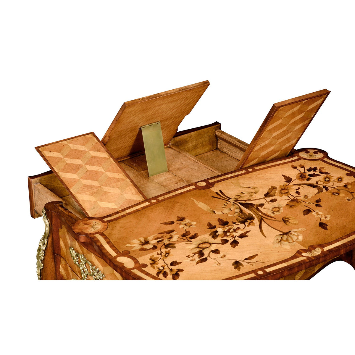 French Louis XV Marquetry Mechanical Side Table - English Georgian America