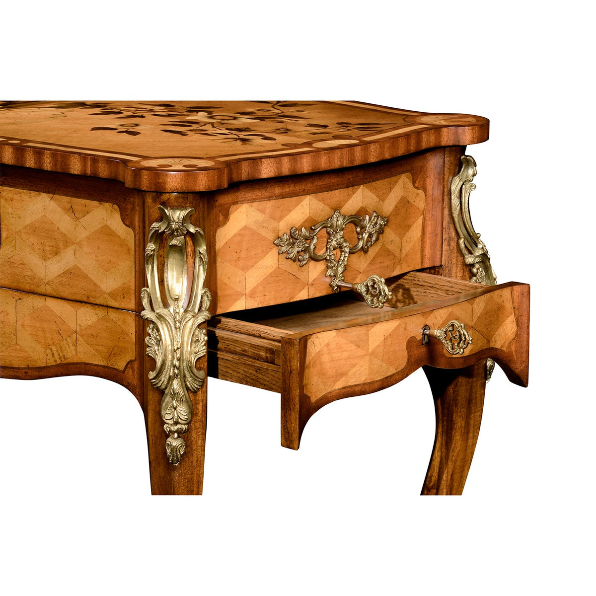 French Louis XV Marquetry Mechanical Side Table - English Georgian America