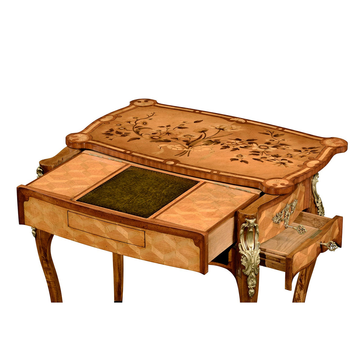 French Louis XV Marquetry Mechanical Side Table - English Georgian America