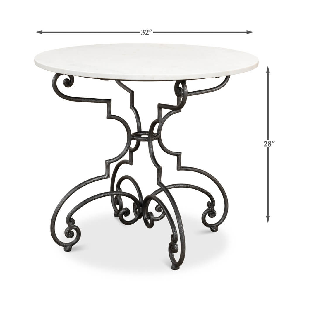 French Marble Top Brasserie Table - English Georgian America