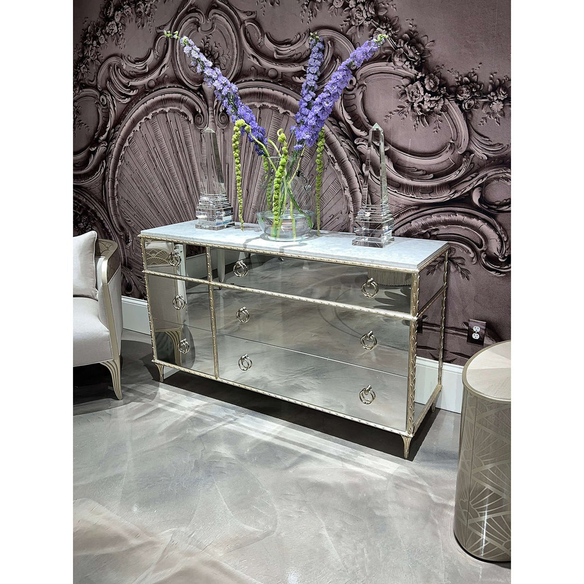 French Marble Top Dresser - Gold - English Georgian America