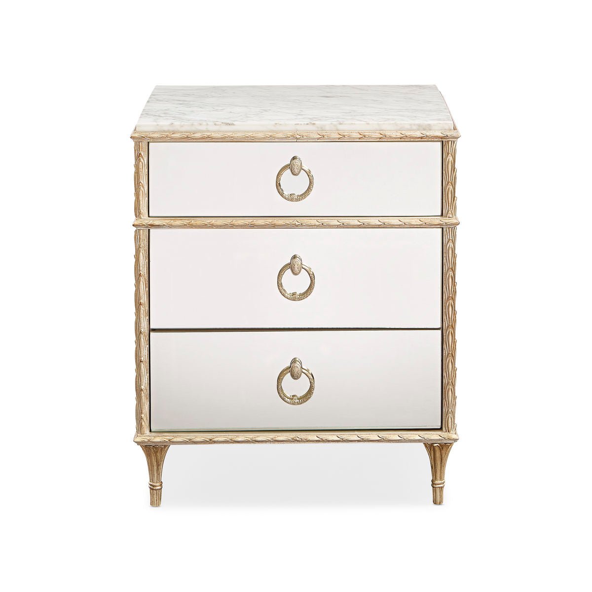 French Marble Top Nightstand - Gold - English Georgian America