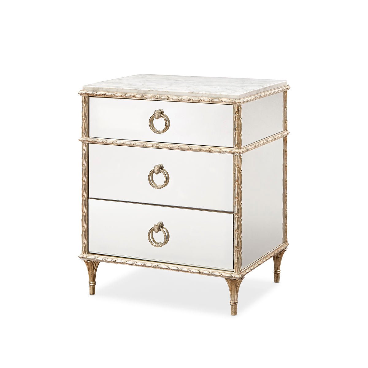 French Marble Top Nightstand - Gold - English Georgian America