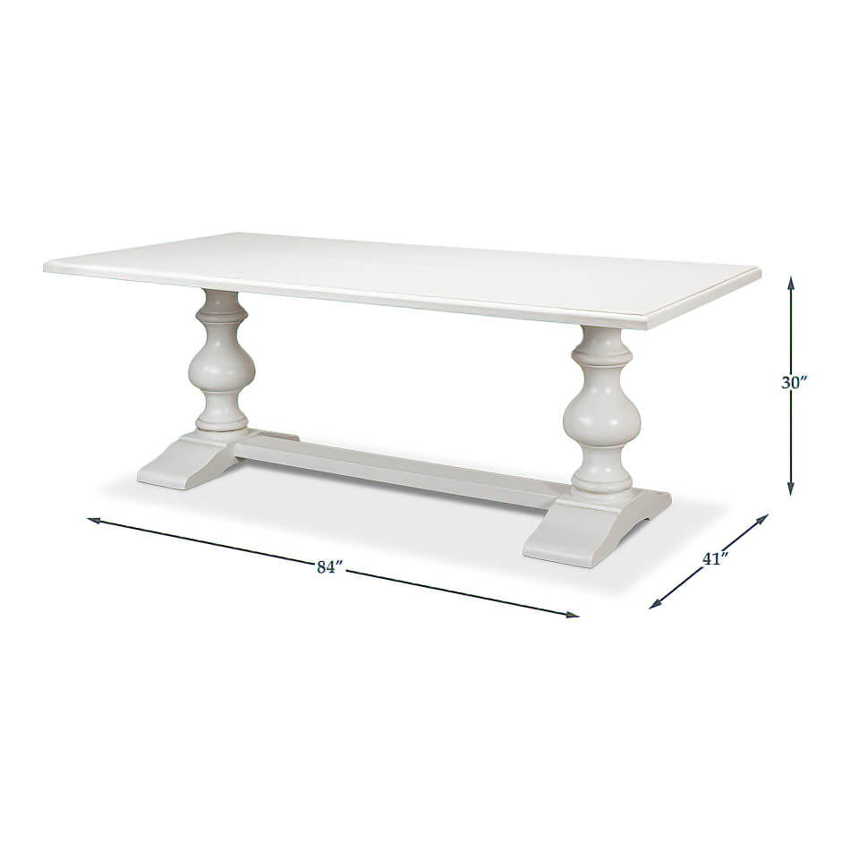 French Marble White Refectory Table - English Georgian America